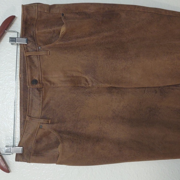 SLIGHTLY USED CHICO'S SUEDE-LOOK PANTS COLOR BROWN SIZE 12R-2R - Picture 2 of 12